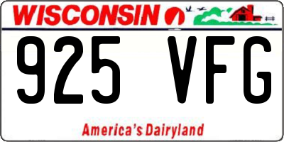 WI license plate 925VFG