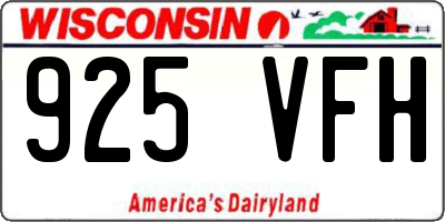 WI license plate 925VFH