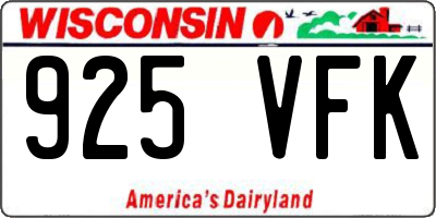 WI license plate 925VFK