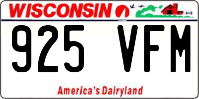 WI license plate 925VFM