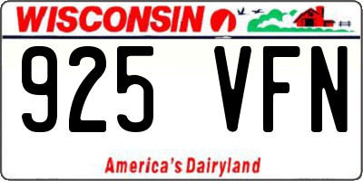 WI license plate 925VFN