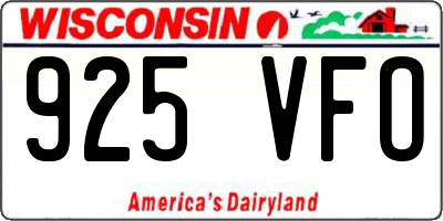 WI license plate 925VFO