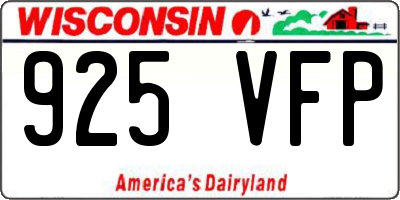 WI license plate 925VFP