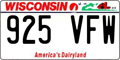 WI license plate 925VFW