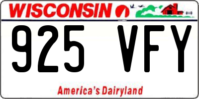 WI license plate 925VFY