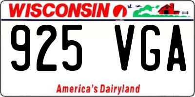 WI license plate 925VGA