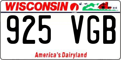 WI license plate 925VGB