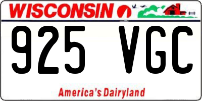 WI license plate 925VGC