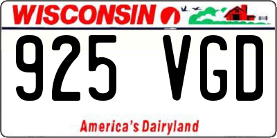 WI license plate 925VGD