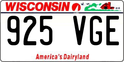 WI license plate 925VGE