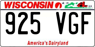 WI license plate 925VGF