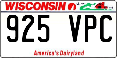 WI license plate 925VPC