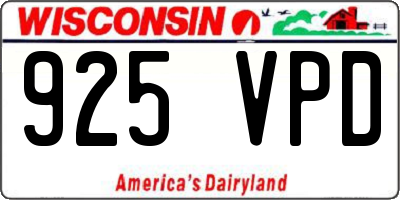 WI license plate 925VPD