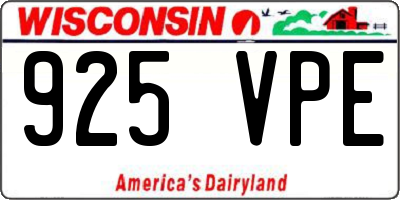 WI license plate 925VPE