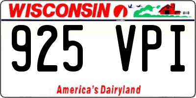 WI license plate 925VPI