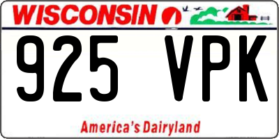 WI license plate 925VPK