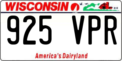 WI license plate 925VPR