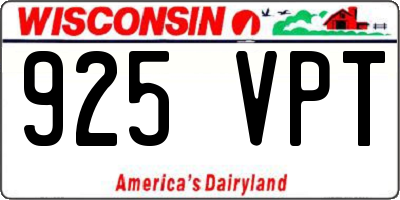 WI license plate 925VPT