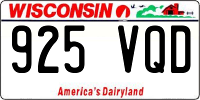 WI license plate 925VQD