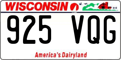 WI license plate 925VQG