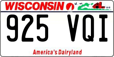 WI license plate 925VQI
