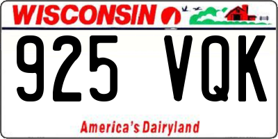 WI license plate 925VQK