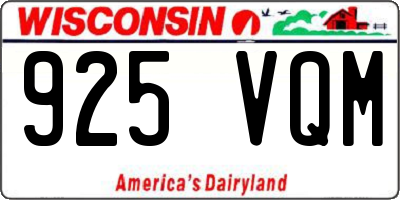 WI license plate 925VQM