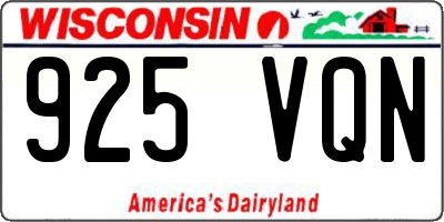 WI license plate 925VQN