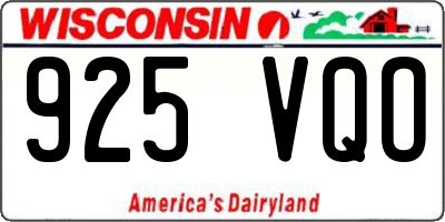 WI license plate 925VQO