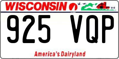 WI license plate 925VQP