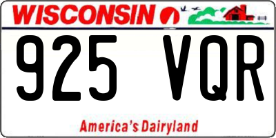 WI license plate 925VQR