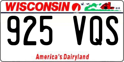 WI license plate 925VQS