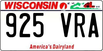 WI license plate 925VRA
