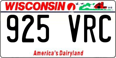 WI license plate 925VRC