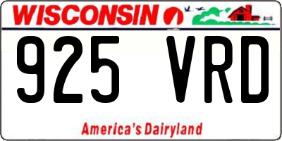 WI license plate 925VRD