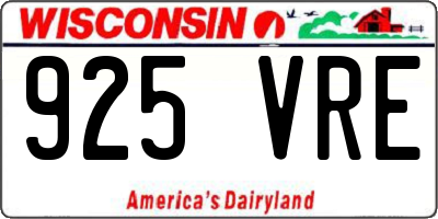 WI license plate 925VRE