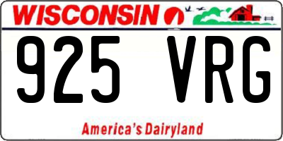 WI license plate 925VRG