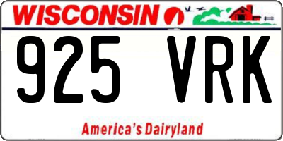 WI license plate 925VRK