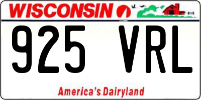 WI license plate 925VRL