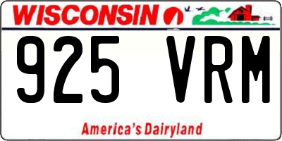 WI license plate 925VRM