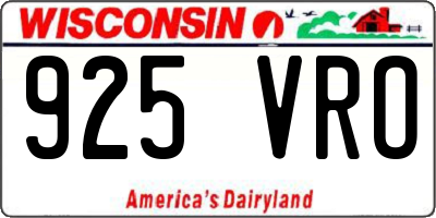 WI license plate 925VRO
