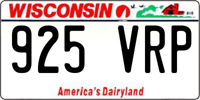 WI license plate 925VRP