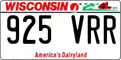 WI license plate 925VRR
