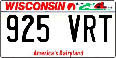WI license plate 925VRT
