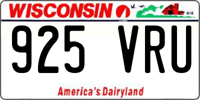 WI license plate 925VRU