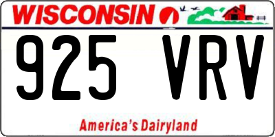 WI license plate 925VRV