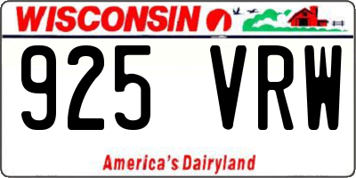 WI license plate 925VRW