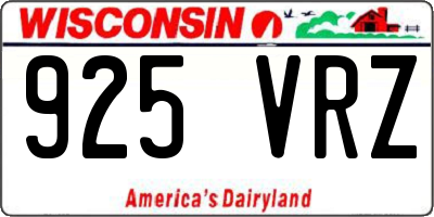 WI license plate 925VRZ