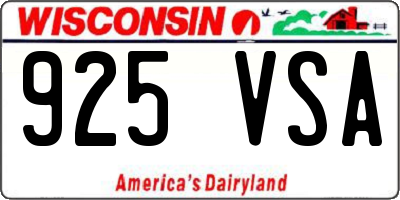 WI license plate 925VSA