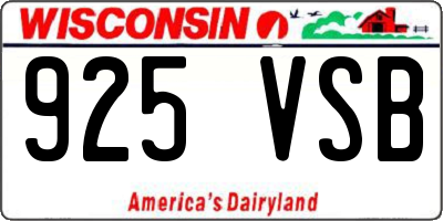 WI license plate 925VSB